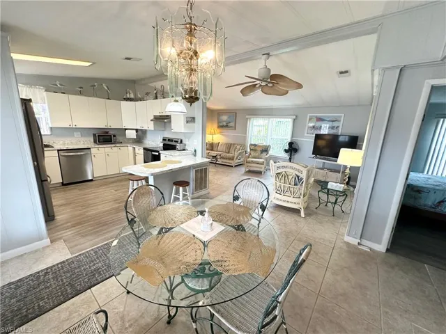 Dining looking toward the kitchen and living area.
