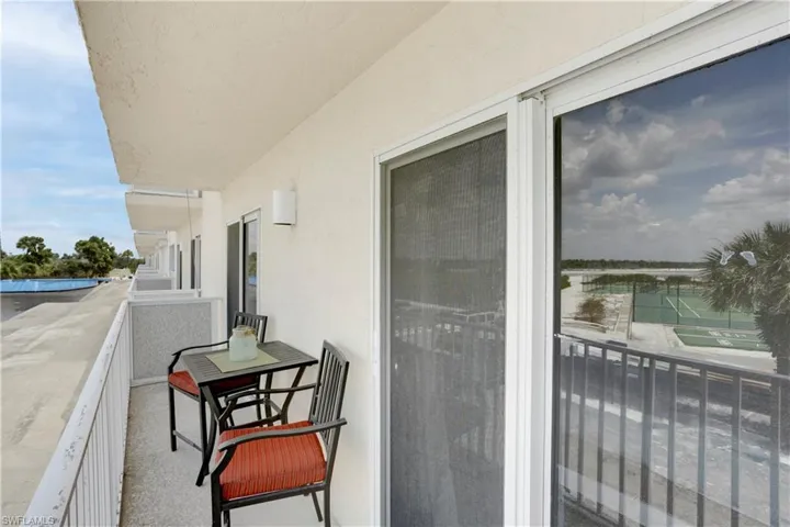 Sliders out to shared balcony,