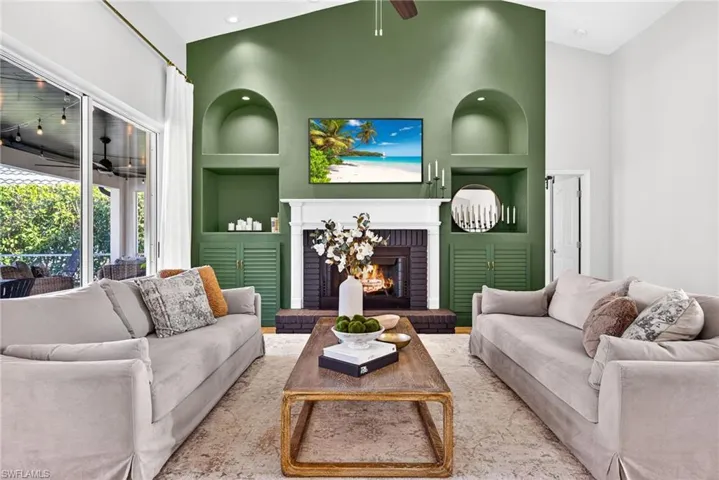 Living area featuring built in features