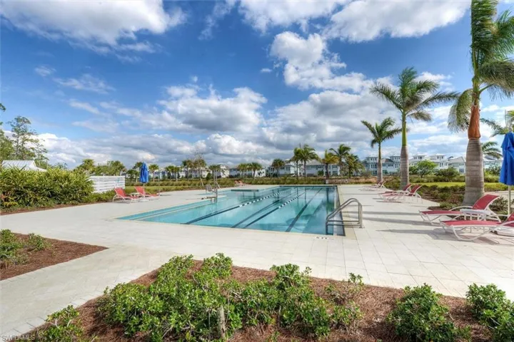 Community pool featuring a patio area