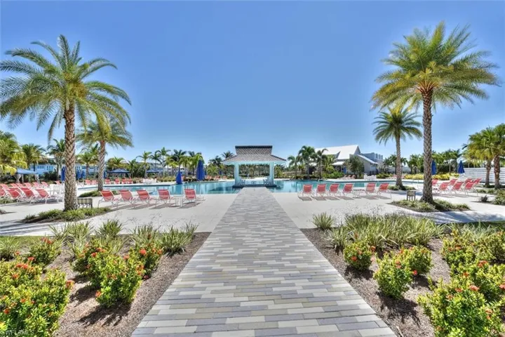 Community pool featuring a gazebo and a patio