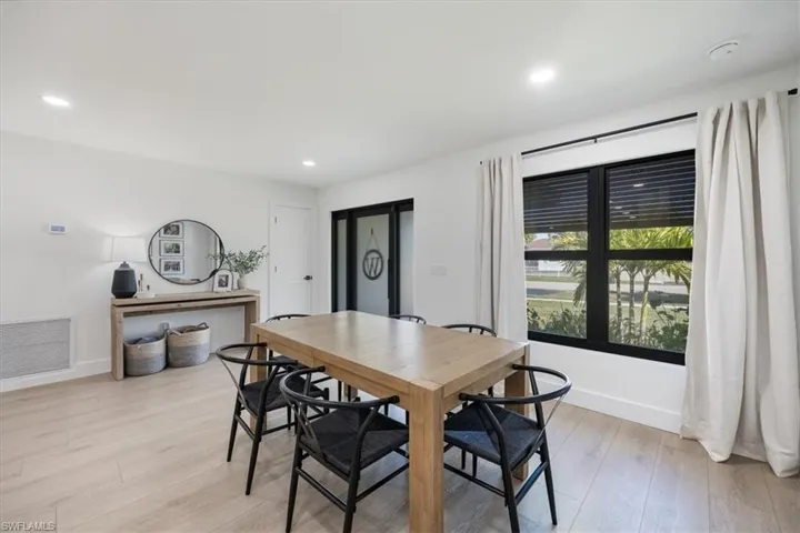 Dining area featuring light wood-type flooring