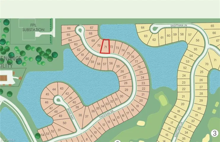 Map showing the location of lot 71