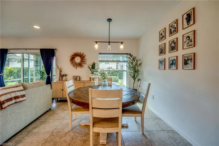 View of tiled dining area