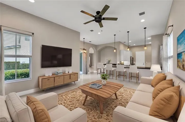 Staged familyroom with plenty of natural light