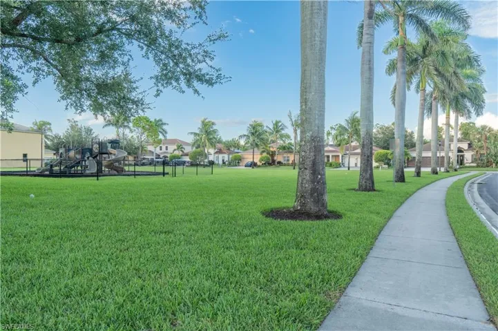 View of property's community featuring a yard and a residential view
