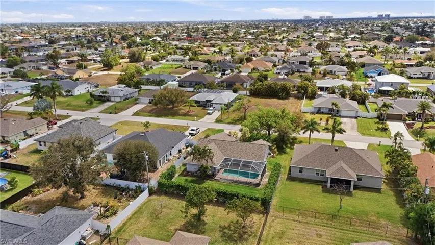 Aerial perspective of suburban area