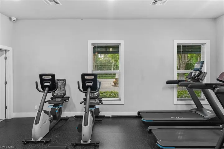 Workout room with plenty of natural light