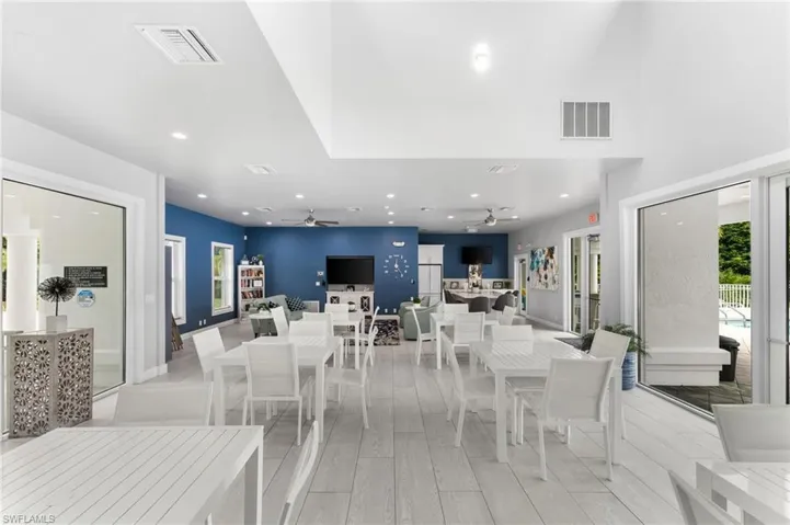 Dining space featuring plenty of natural light and ceiling fan