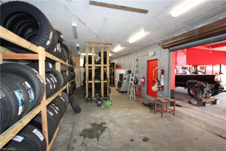 Garage featuring a workshop area