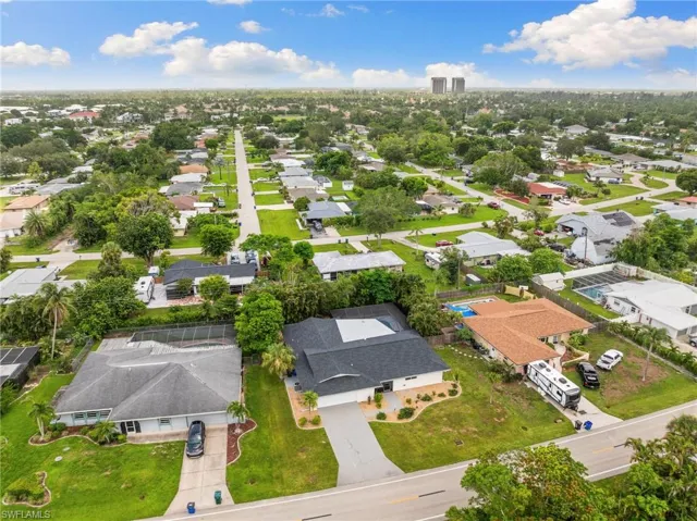 Aerial view of residential area