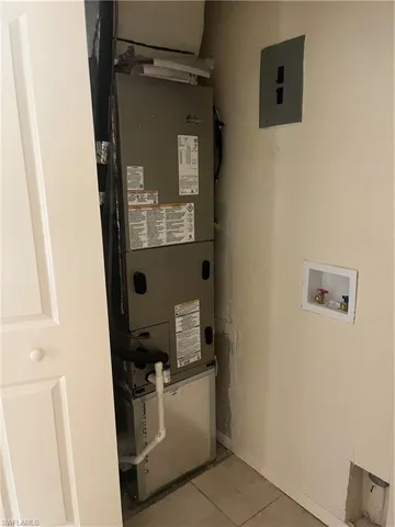 Utility room with electric panel and heating unit