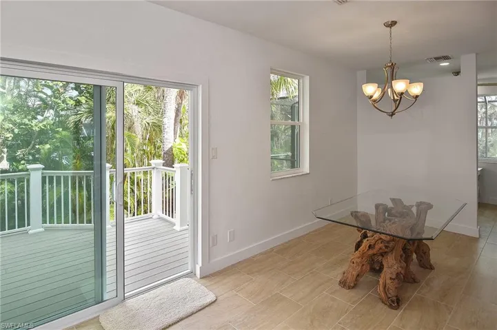 Dining room with a chandelier