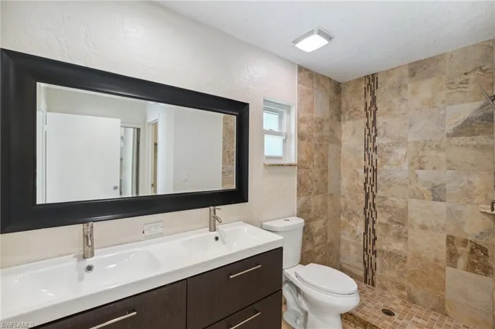 Updated Double Vanity and Tiled Shower