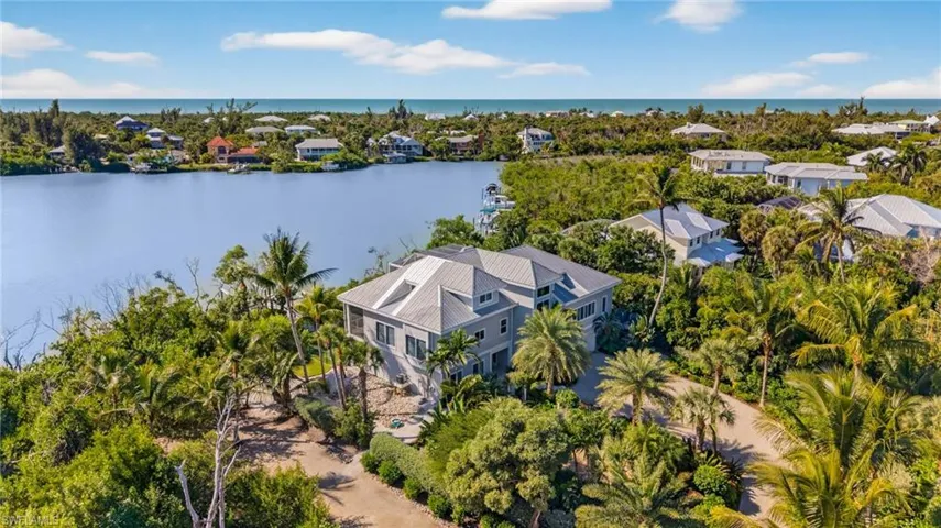 Drone / aerial view of a nearby body of water