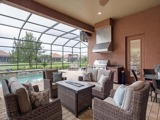 Lanai with outdoor kitchen