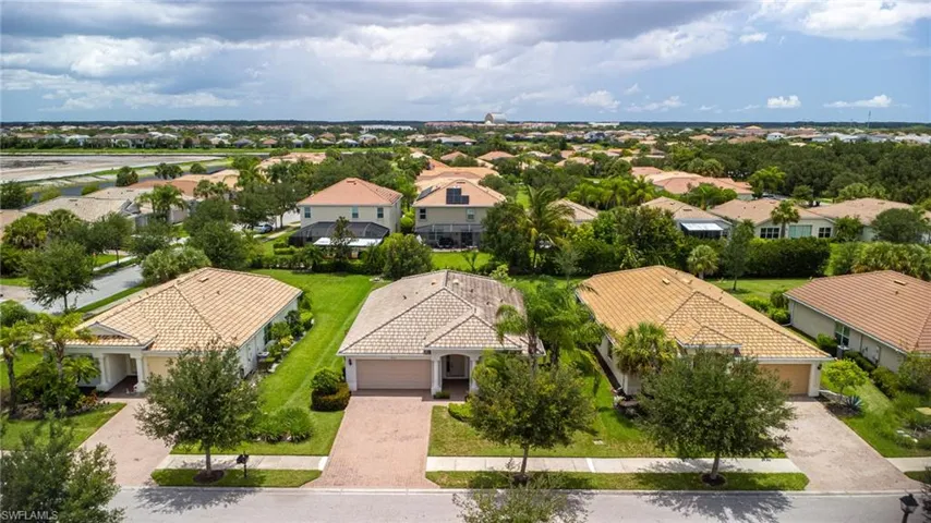 Aerial perspective of suburban area