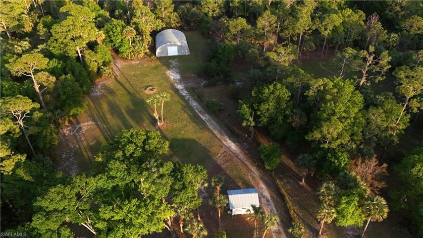 Aerial of large workshop and storage shed.