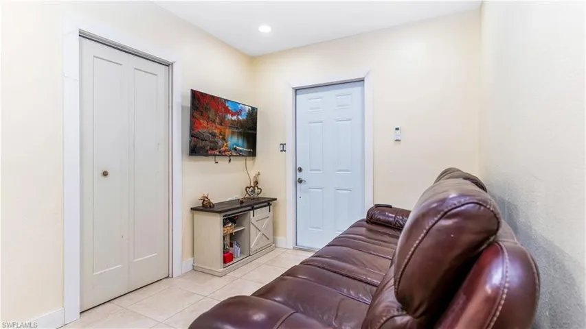 View of tiled living room