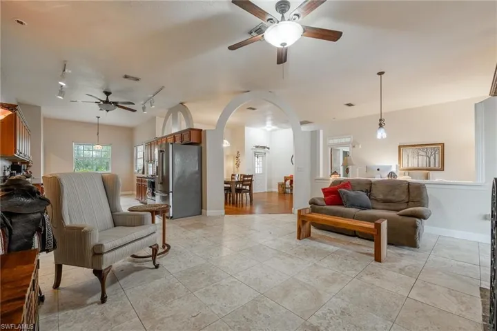 Living room with Terrazzo flooring.
