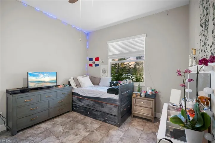 Bedroom with a ceiling fan
