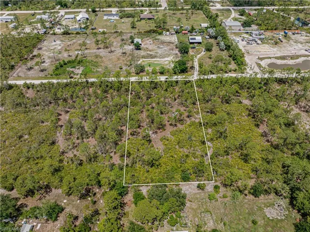 Aerial view of property's location with property parcel outlined