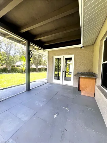 View of patio featuring french doors