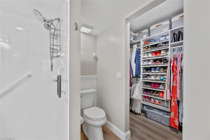 Primary bathroom with walk-in closet