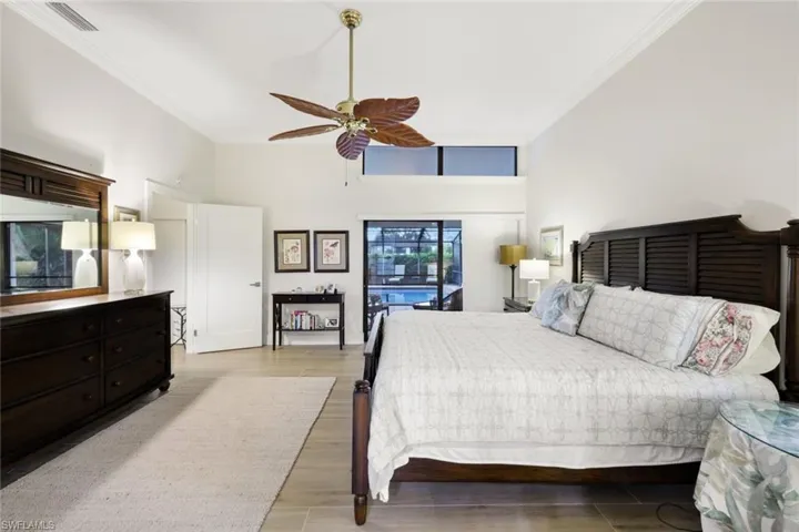 View I of Primary Bedroom, Solid Core Doors, Sliders to Lanai-