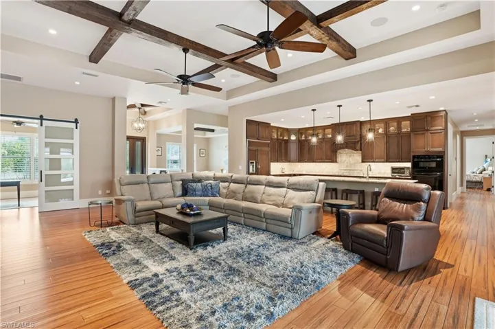 Wide open floor plan with gorgeous bamboo flooring.