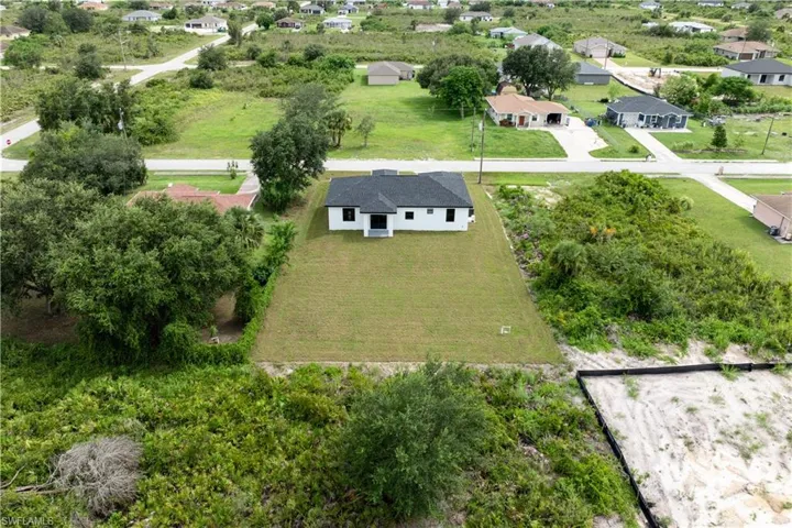 Aerial perspective of suburban area