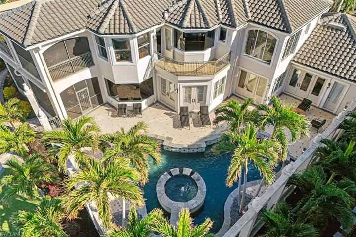 Bird's eye view of this stunning home.  Over 5000 square foot of waterfront property with private beach