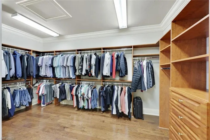 Spacious closet with hardwood / wood-style flooring