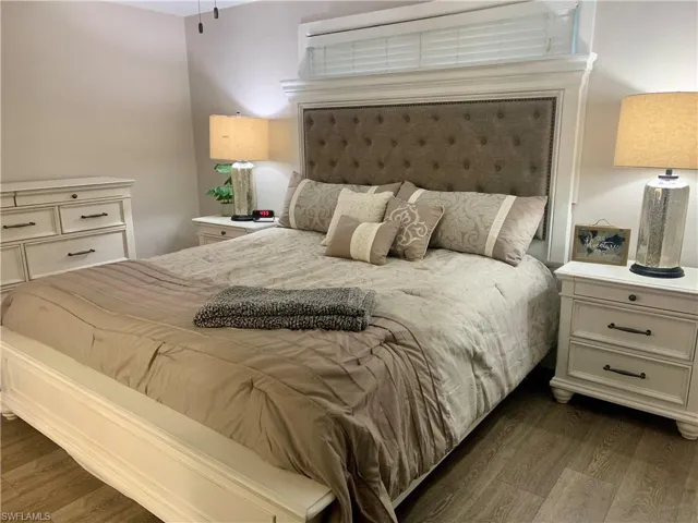 Large master accommodates a king size bed.