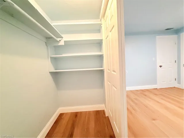 Spacious closet with wood finished floors