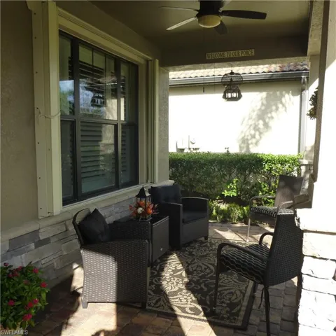 View of patio / terrace featuring outdoor lounge area and ceiling fan