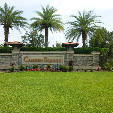 Community sign with a lawn