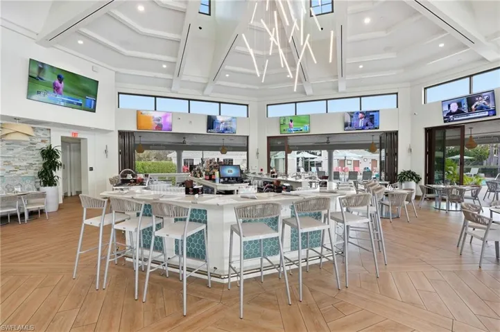 Bar area featuring recessed lighting