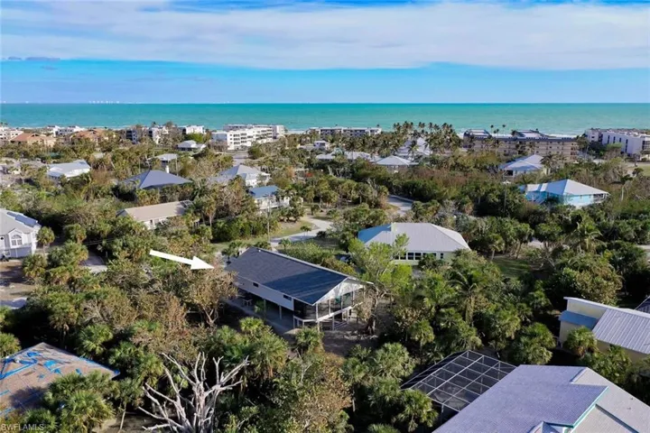 Bird's eye view of a nearby body of water