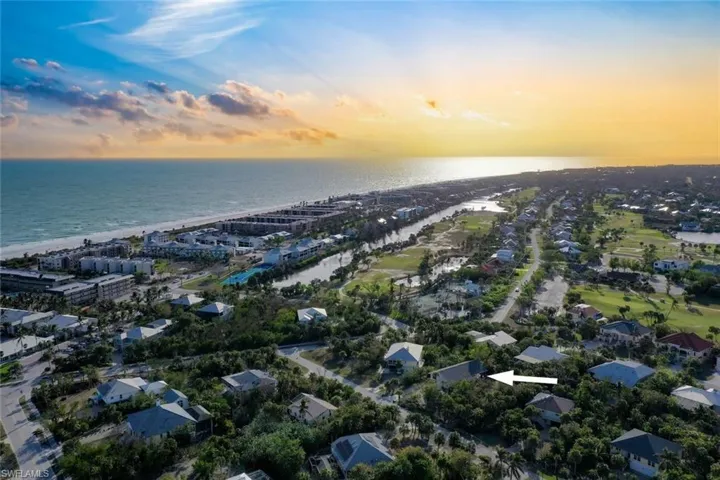 Aerial view at dusk of a water view