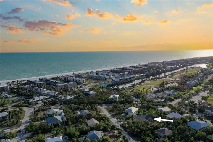 Aerial view at dusk of a water view