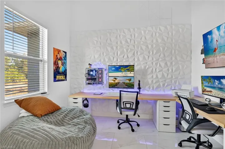 Office area with marble finish floors