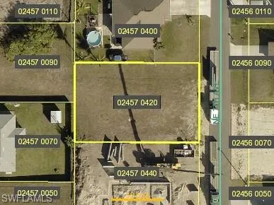 Aerial overview of property's location with property boundaries highlighted