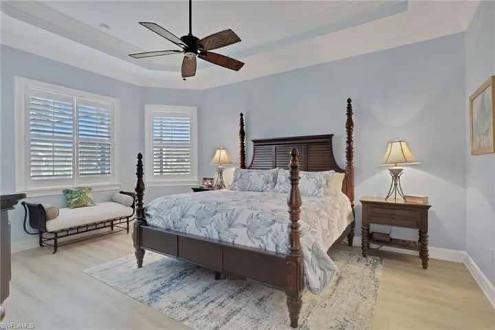 Master bedroom has double-tray ceilings