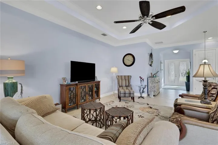 View of living room to foyer