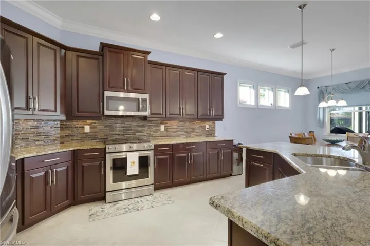 Kitchen cabinets have pullouts