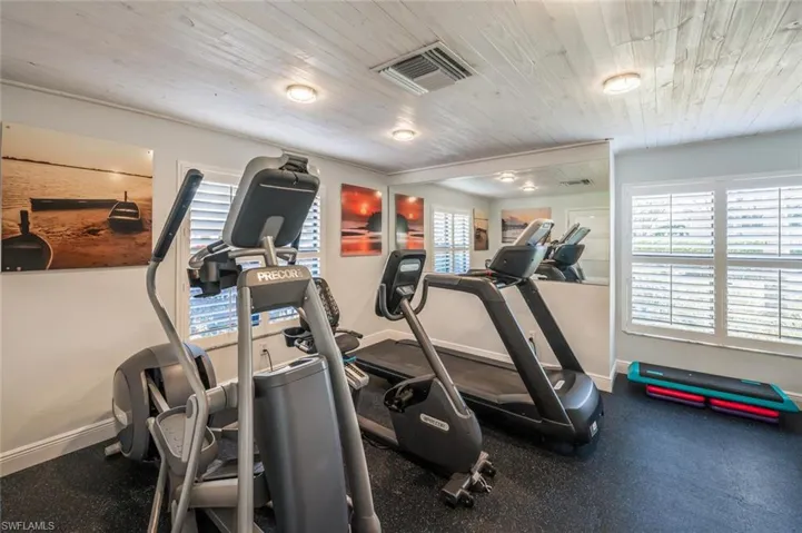 Exercise area with wooden ceiling