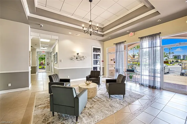 Community lobby featuring ornamental molding