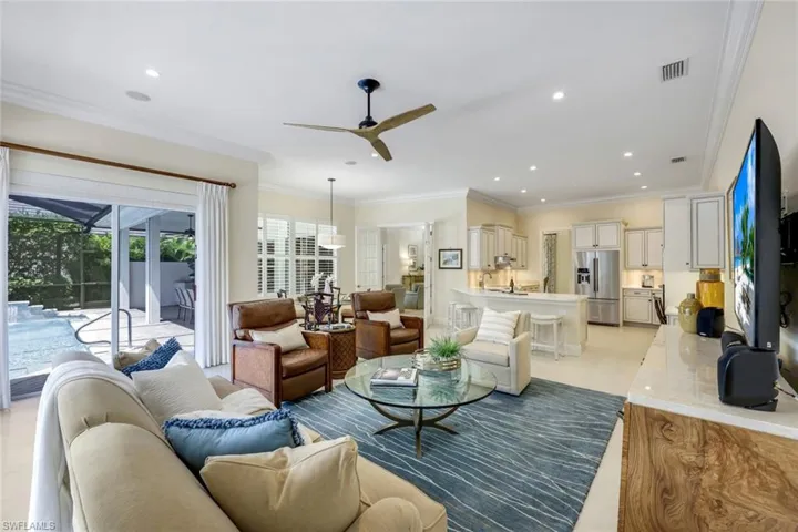 Roomy family room leads into the kitchen and has an eat-in area.  The room has double doors to separate the formal living and dining area.