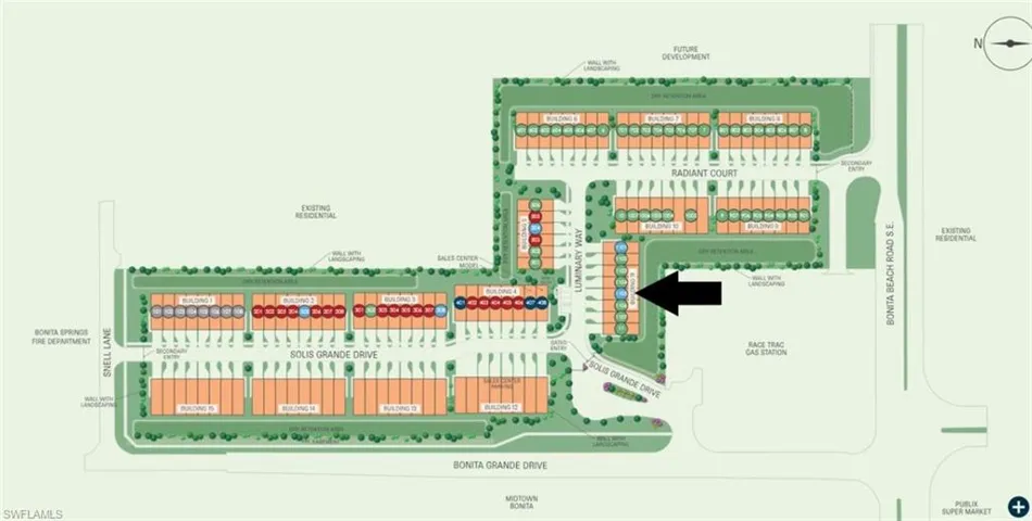 Site map: Lot 1105 - Southern facing lanai